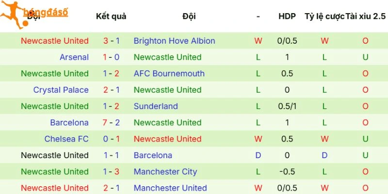 Thành tích của Newcastle
